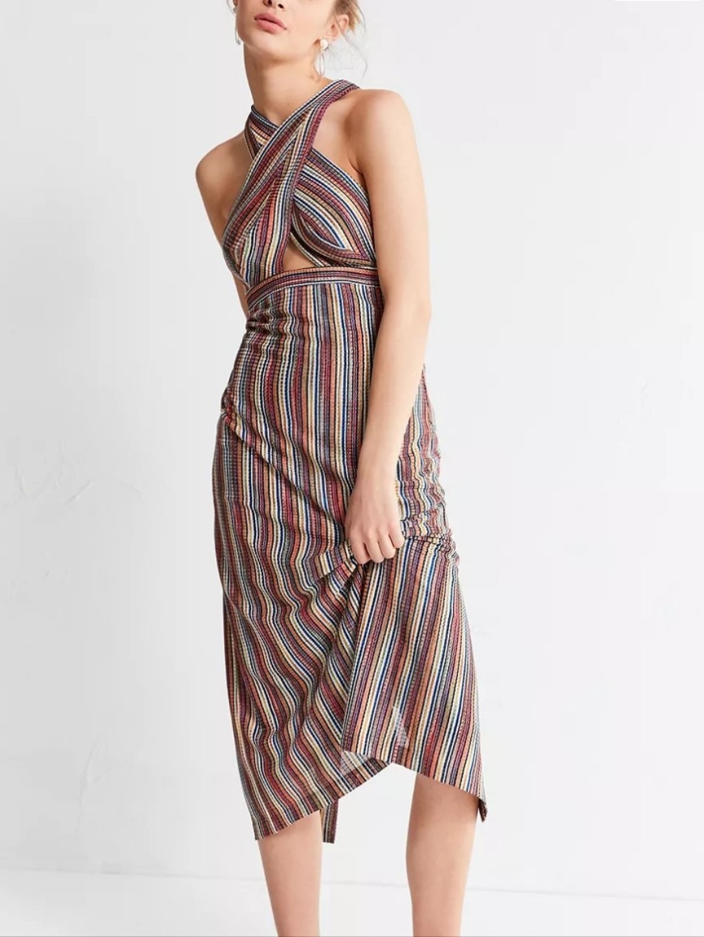Uo Estella Bodycon Multicolor Knit Midi Dress